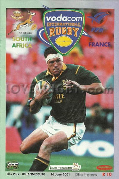 2001 South Africa v France  Rugby Programme